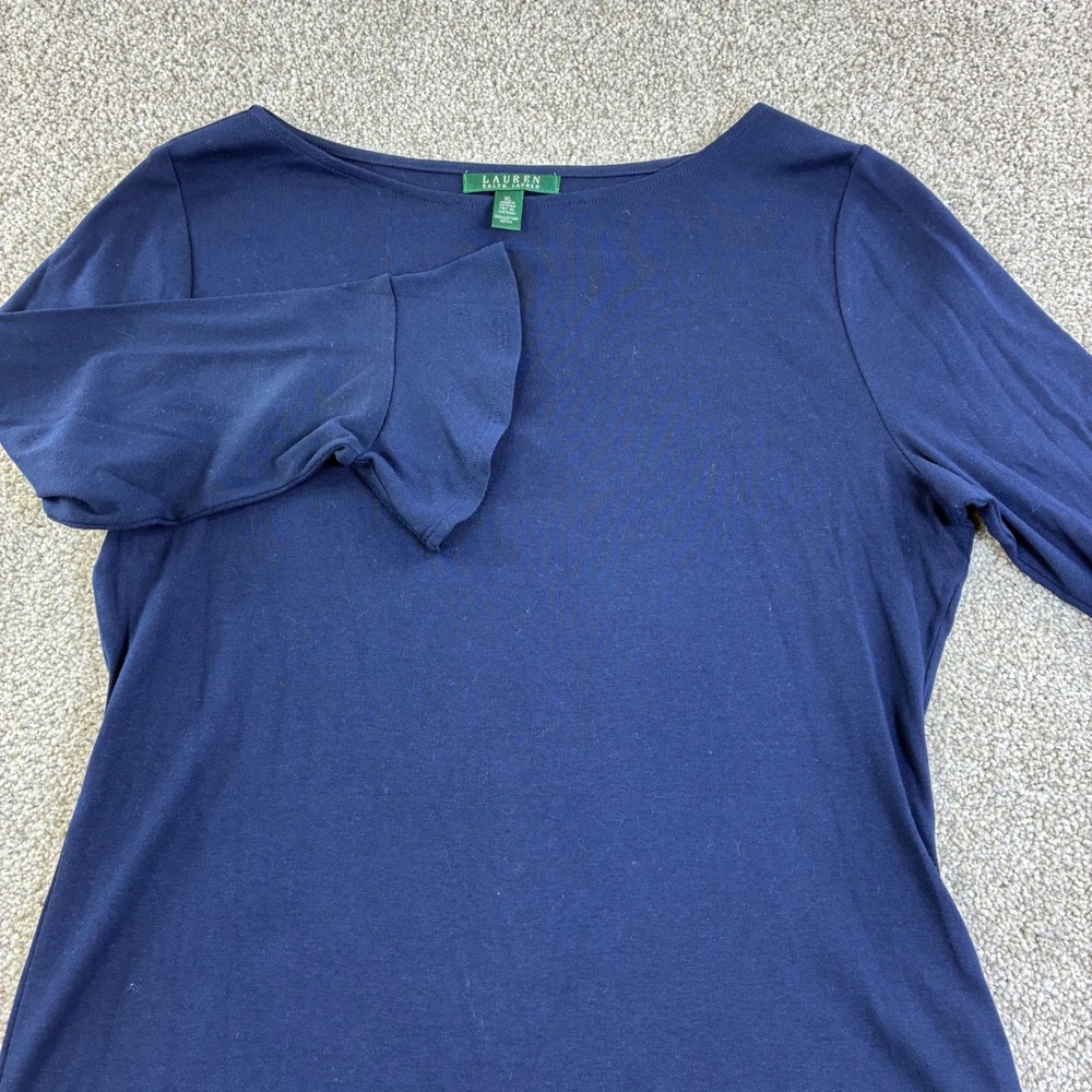 Lauren Ralph Lauren Womens XL Navy Blue Boat Neck 3/4 Bell Sleeve Top Classic